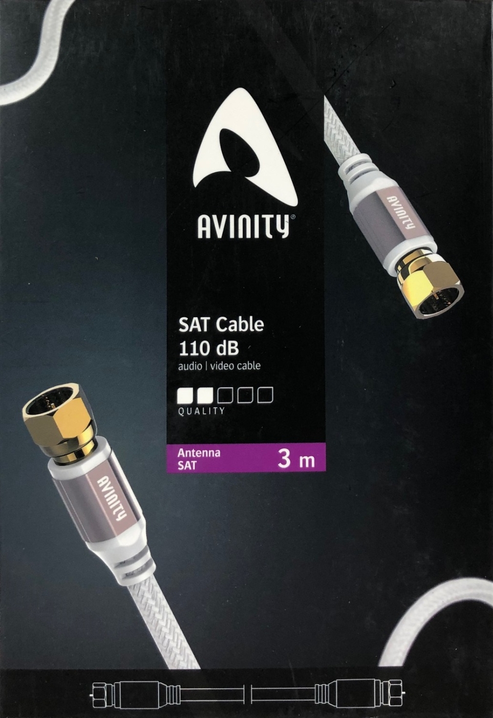 Avinity SAT-Anschlusskabel 100db- F-Stecker vergoldet 3-0 m