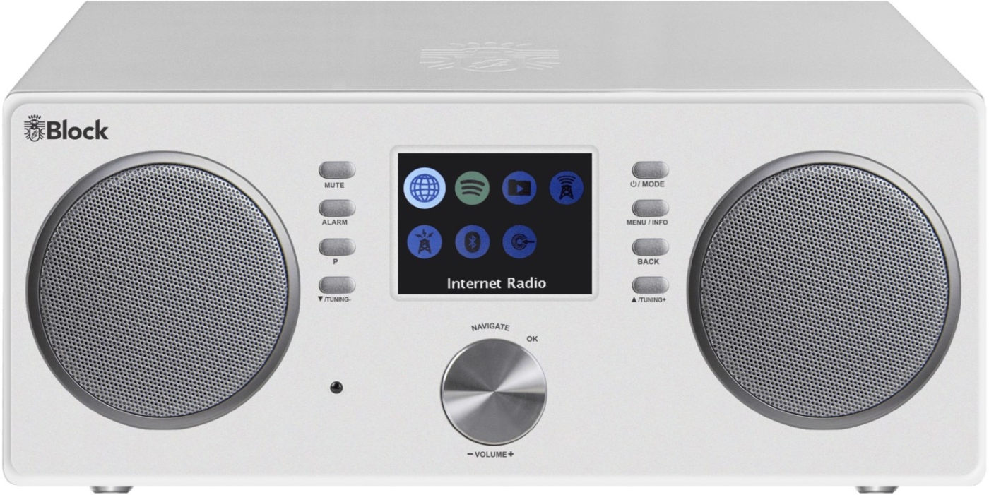 Blockaudio CR-20 Weiß hg - Internetradio- Speaker- WLAN- Bluetooth- DAB+ Radio