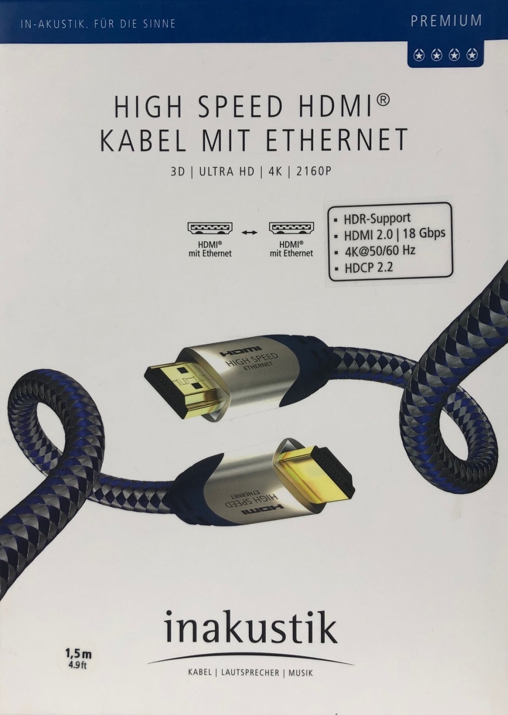 Inakustik Premium High Speed HDMI-Kabel 1-5 m mit Ethernet