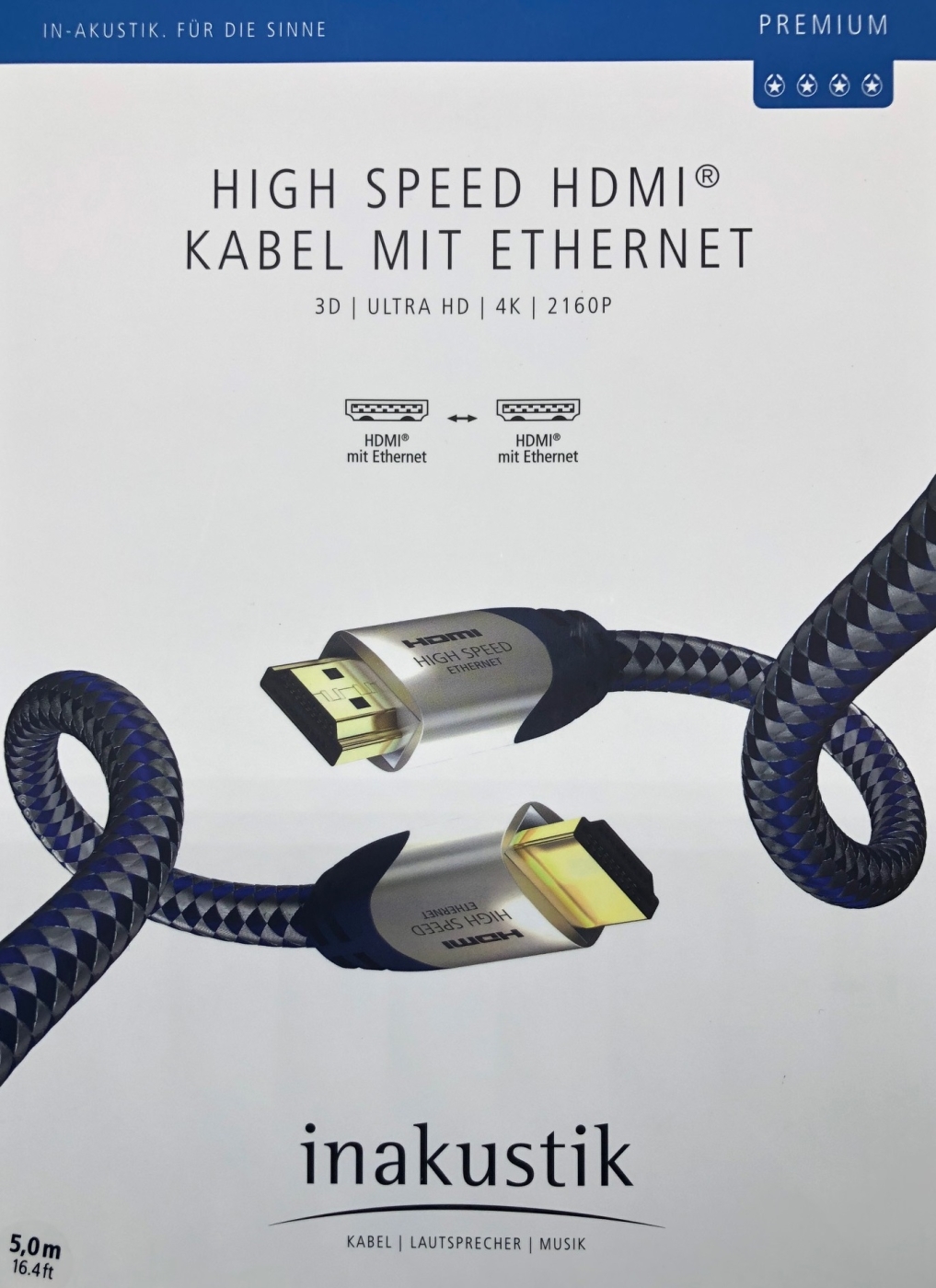 Inakustik Premium High Speed HDMI Kabel 5-0m mit Ethernet HDMI
