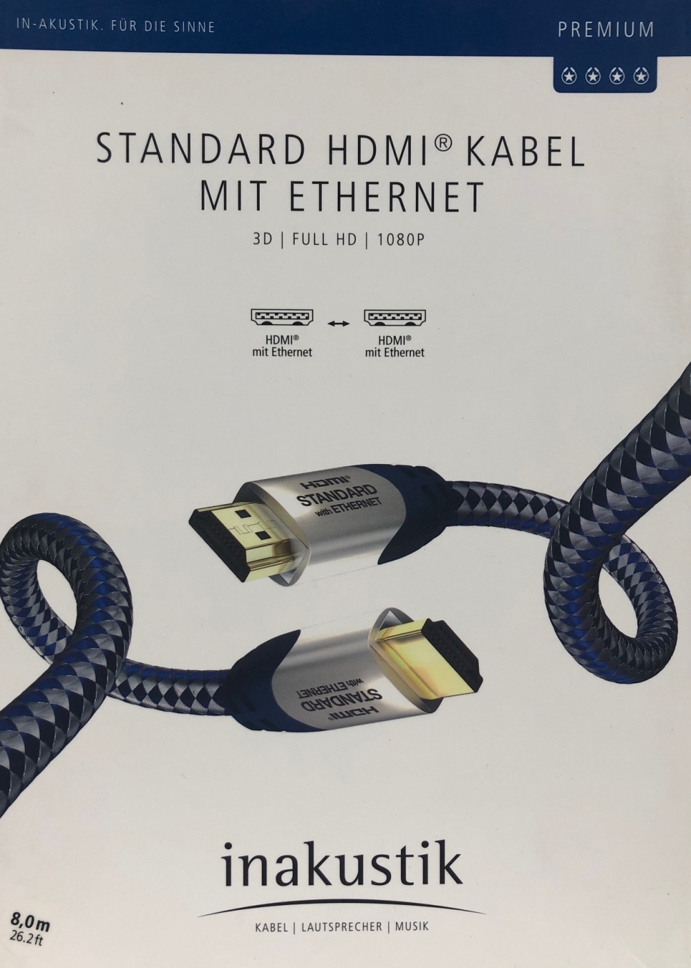 Inakustik Premium High Speed HDMI-Kabel 8-0 m mit Ethernet
