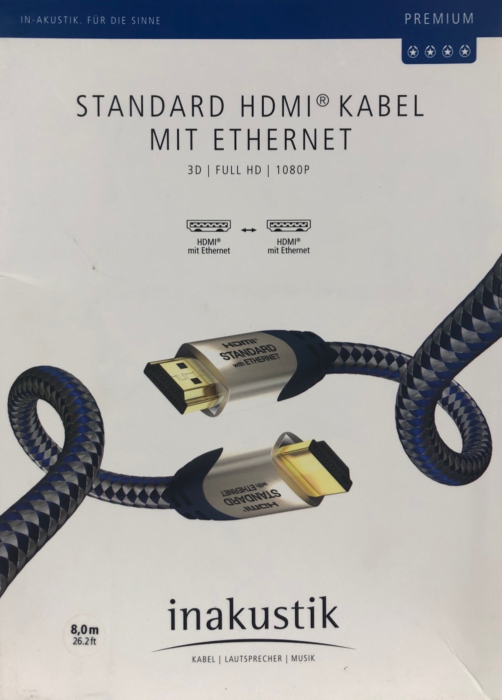 Inakustik Premium High Speed HDMI Kabel 8-0m mit Ethernet HDMI