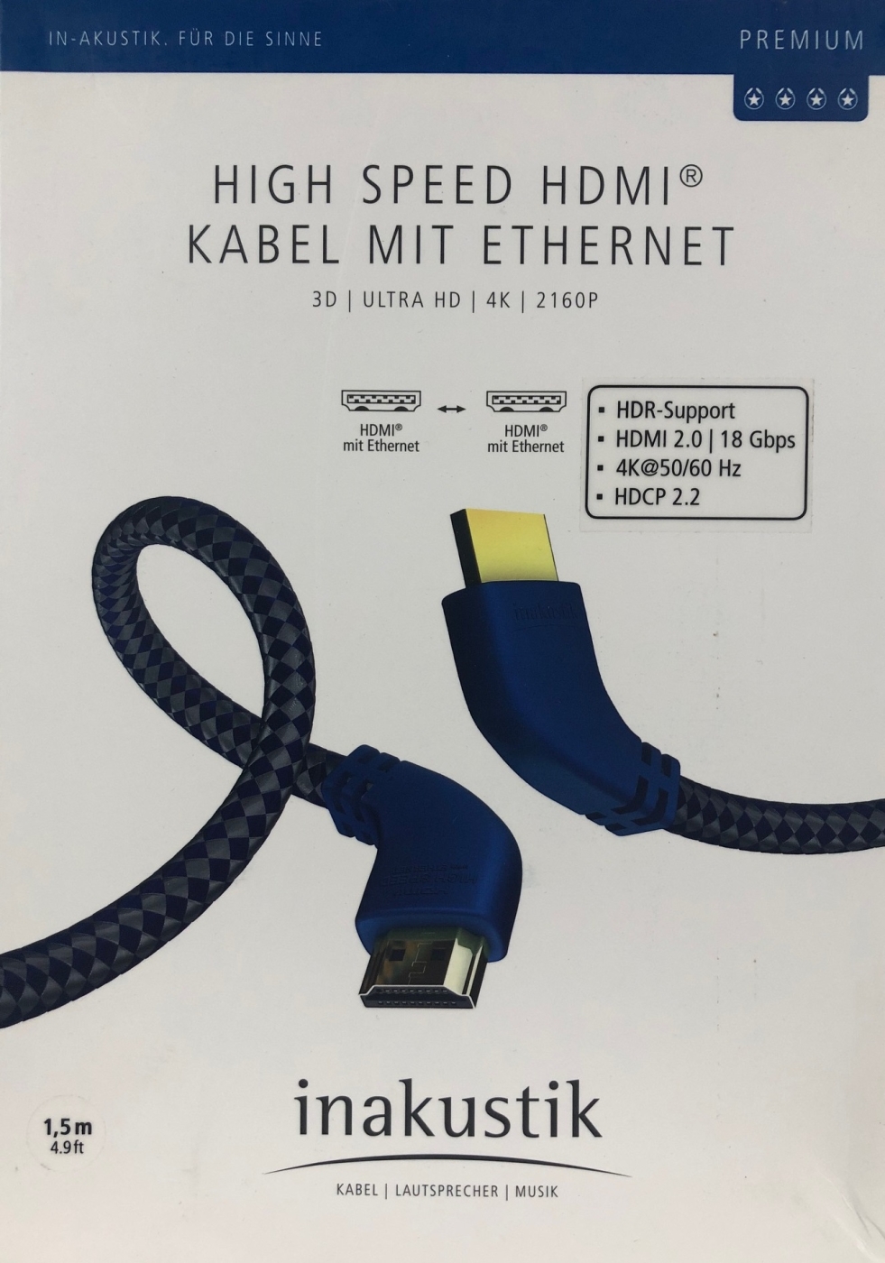 Inakustik Premium High-Speed HDMI-Kabel mit Ethernet 1-5 m