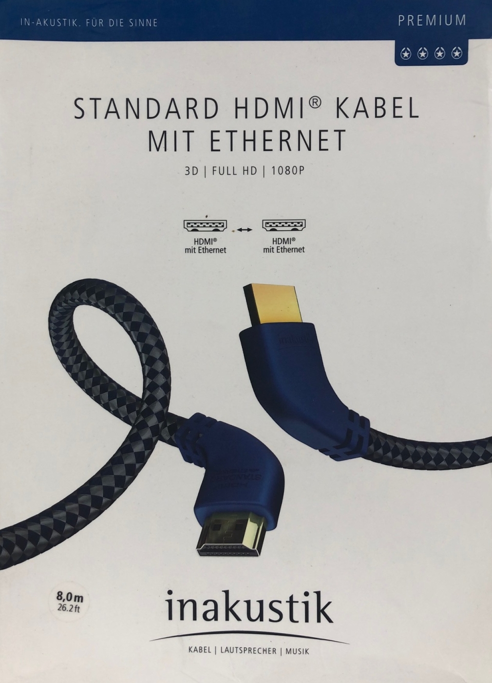 Inakustik Premium High-Speed HDMI-Kabel mit Ethernet 8-0 m