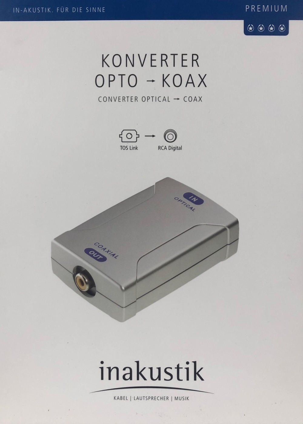 Inakustik Premium Konverter Toslink - Koax- 230V AC
