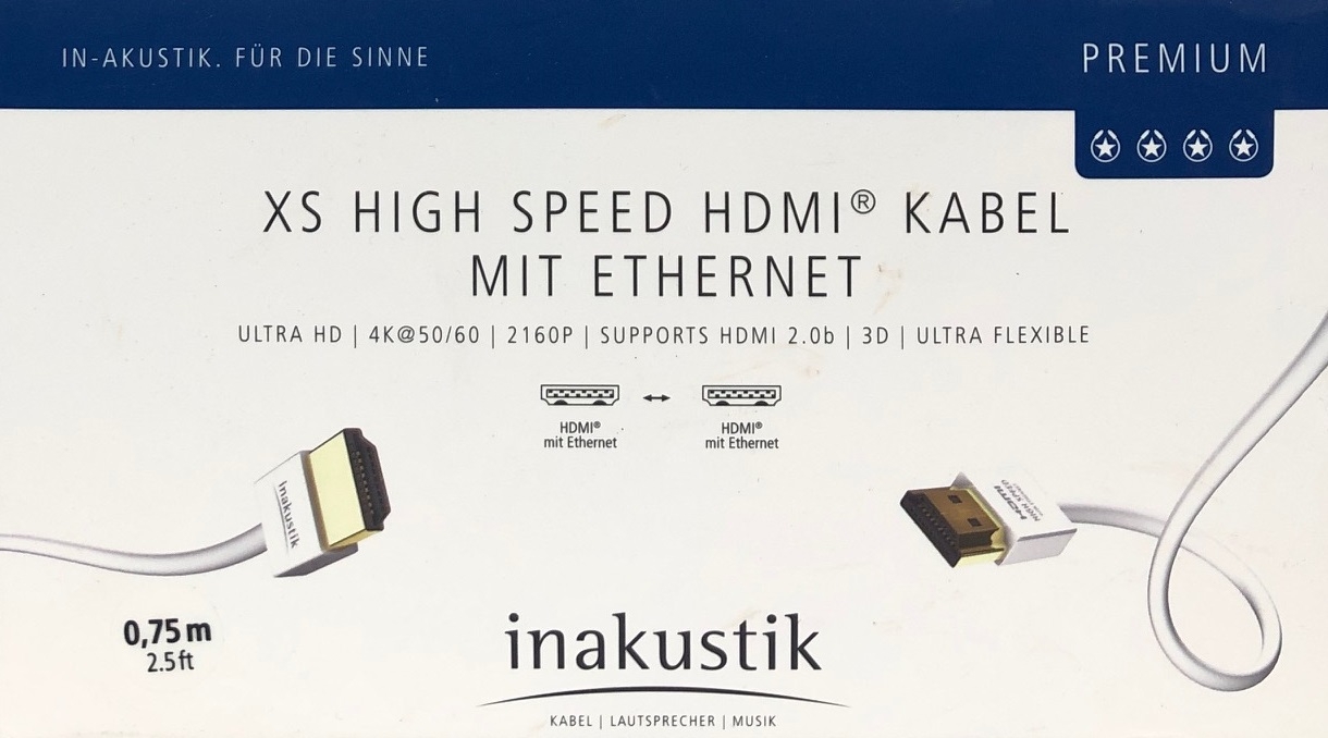 Inakustik Premium XS High-Speed HDMI Kabel mit Ethernet- 0-75 m