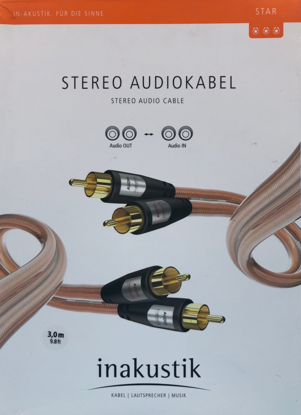 Inakustik Star Audio-Cinchkabel RCA vergoldet mit 3-0 m (N1)