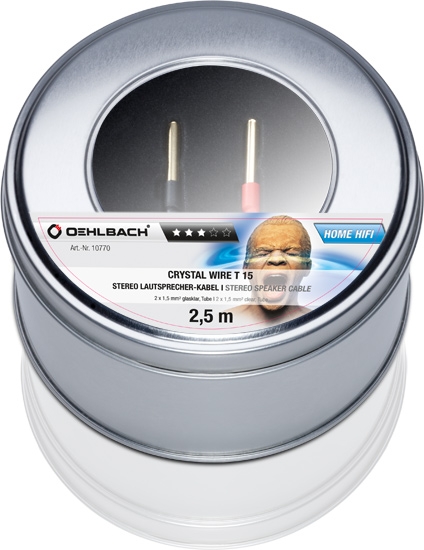 Oehlbach Crystal Wire T15- Lautsprecherkabel 2x1-5 mm mit Tube-Verbinder- 5-0 m