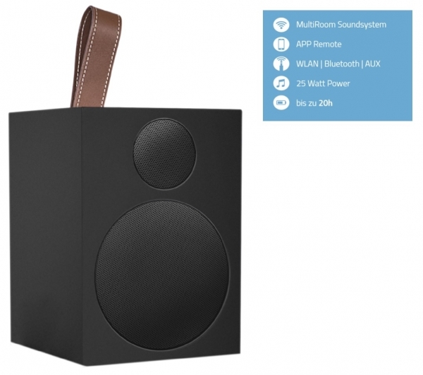 Quadral Breeze One- Schwarz - Multiroom-Lautsprecher mit WLAN- und Bluetooth-Schnittstelle- AUX IN und Akku unter Quadral
