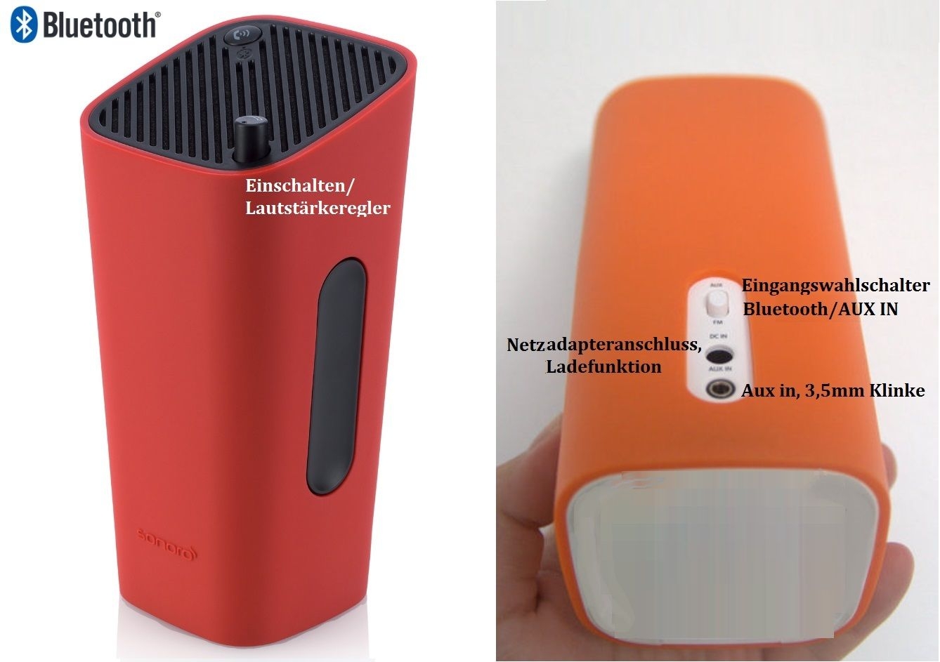 Sonoro Go New York Schwarz-Rot NEU Bluetooth Akku AUX UVP war 129 EUR